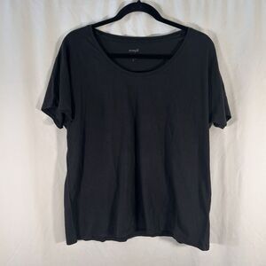 Pure Jill Blouse Women's Medium Black Round Neck Short Sleeve Pima Cotton